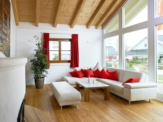 Blockhaus Gardena mit Carport von Rubner Haus Schlüsselfertig ab 349000€, Blockhaus Innenansicht 1