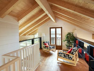 Blockhaus Gardena mit Carport von Rubner Haus Schlüsselfertig ab 349000€, Blockhaus Innenansicht 2