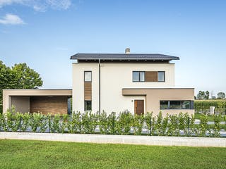 Blockhaus Padova von Rubner Haus Schlüsselfertig ab 416000€, Satteldach-Klassiker Außenansicht 2
