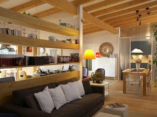 Blockhaus Umbria von Rubner Haus, Bungalow Innenansicht 1