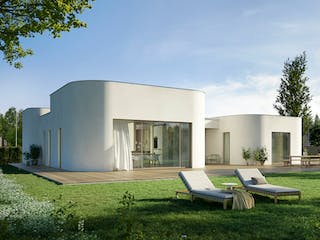 Massivhaus Haus Goldregen von Rupp Gebäudedruck Schlüsselfertig ab 625000€, Cubushaus Außenansicht 1