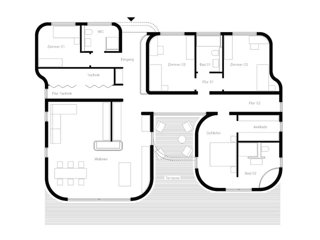 Massivhaus Haus Goldregen von Rupp Gebäudedruck Schlüsselfertig ab 625000€, Cubushaus Grundriss 1