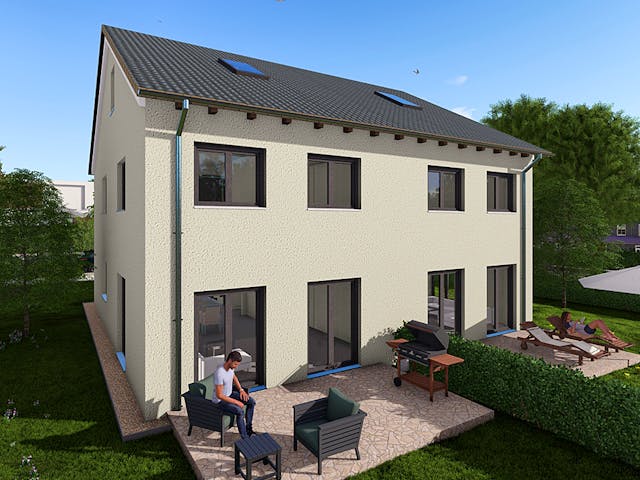 Massivhaus Doppelhaus 1 von SAALE-Haus, Satteldach-Klassiker Außenansicht 1