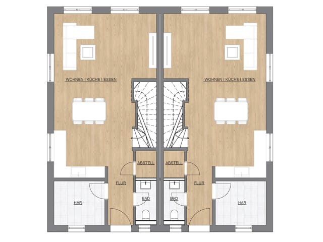 Massivhaus Doppelhaus 1 von SAALE-Haus, Satteldach-Klassiker Grundriss 1