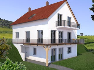 Massivhaus Haus Joensen von SAALE-Haus Schlüsselfertig ab 334000€, Satteldach-Klassiker Außenansicht 1
