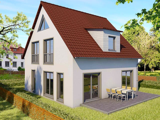 Massivhaus Haus Nowak von SAALE-Haus Schlüsselfertig ab 200000€, Satteldach-Klassiker Außenansicht 1