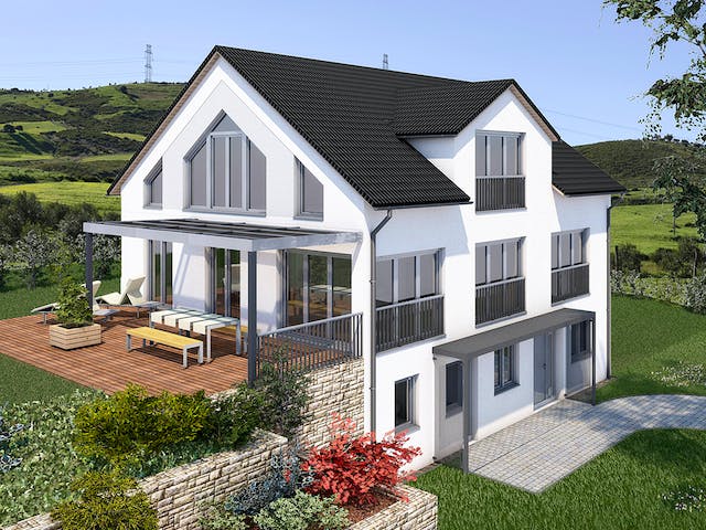 Massivhaus Haus Rother von SAALE-Haus Schlüsselfertig ab 389000€, Satteldach-Klassiker Außenansicht 1