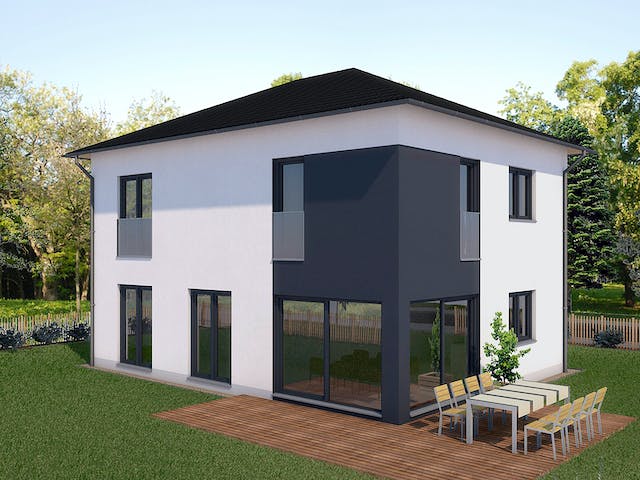 Massivhaus Haus Silvia von SAALE-Haus Schlüsselfertig ab 292000€, Stadtvilla Außenansicht 1
