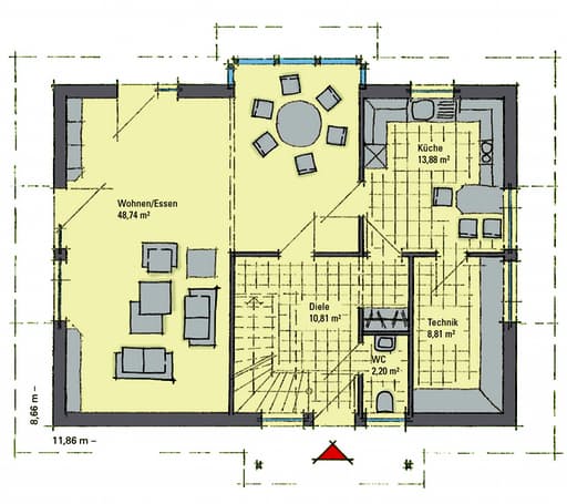Fertighaus Sabrina - MH Bad Vilbel von GUSSEK HAUS Schlüsselfertig ab 382500€, Satteldach-Klassiker Grundriss 1