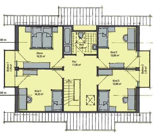 Fertighaus Sabrina - MH Bad Vilbel von GUSSEK HAUS Schlüsselfertig ab 382500€, Satteldach-Klassiker Grundriss 2