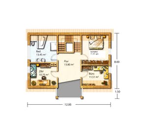 Fertighaus Sandweg von Holzhaus Rosskopf Schlüsselfertig ab 429000€, Satteldach-Klassiker Grundriss 2
