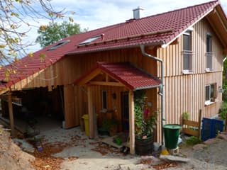 Fertighaus Sanrit von Holzhaus Rosskopf Schlüsselfertig ab 399000€, Blockhaus Außenansicht 2