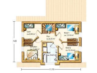 Fertighaus Sanrit von Holzhaus Rosskopf Schlüsselfertig ab 399000€, Blockhaus Grundriss 2