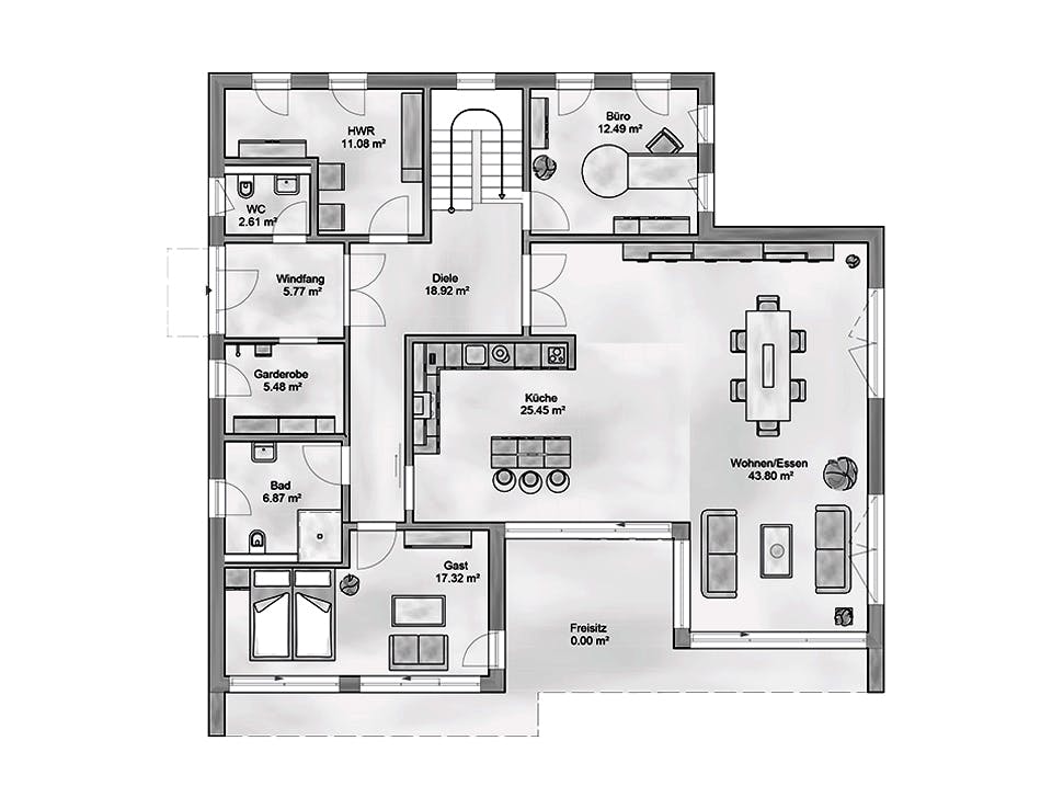 Massivhaus Sapientia von AUREA Massivhaus, Cubushaus Grundriss 1