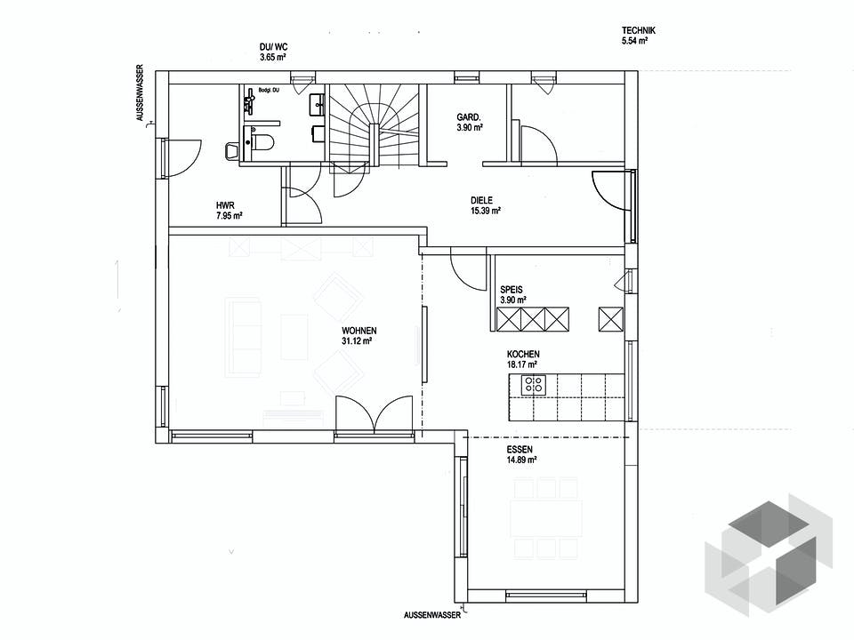 Satteldach Landhaus 200 von LUXHAUS Grundriss