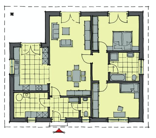 Fertighaus Savoyen von GUSSEK HAUS Schlüsselfertig ab 313900€, Bungalow Grundriss 1