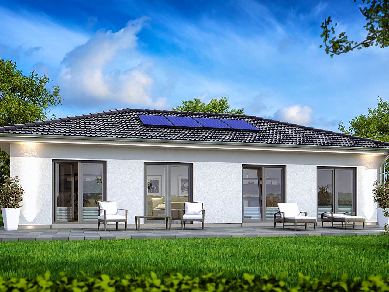 Fertighaus SH 100 B - VAR. B von ScanHaus Marlow, Bungalow Außenansicht 1