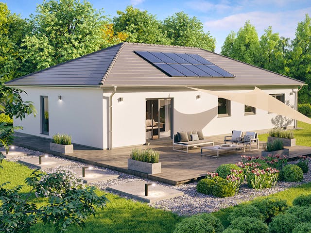 Fertighaus SH 128 B von ScanHaus Marlow, Satteldach-Klassiker Außenansicht 1