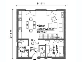Fertighaus SH 135 S von ScanHaus Marlow, Stadtvilla Grundriss 1