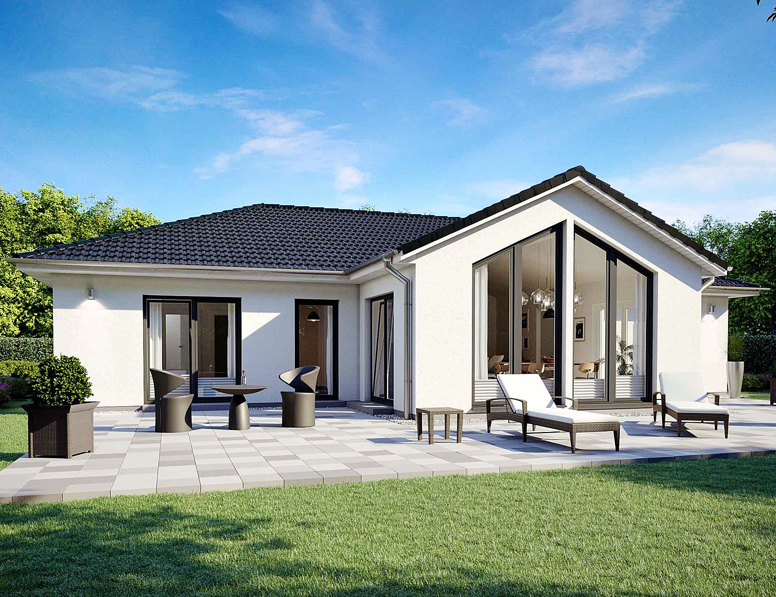 Fertighaus SH 136 WB - VAR. D2 von ScanHaus Marlow, Bungalow Außenansicht 1