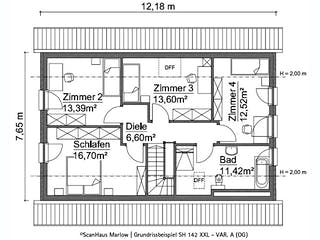 Fertighaus SH 142 XXL - VAR. A von ScanHaus Marlow, Satteldach-Klassiker Grundriss 2