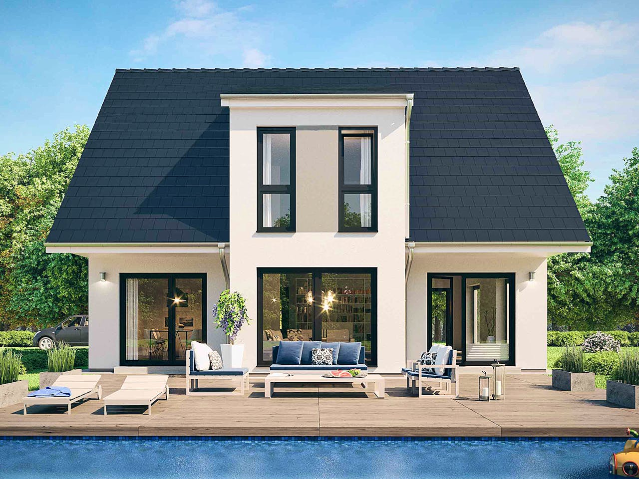 Fertighaus SH 150 FS von ScanHaus Marlow, Satteldach-Klassiker Außenansicht 1