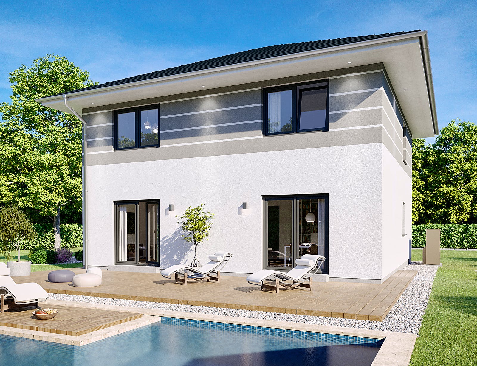 Fertighaus SH 155 S - VAR. A von ScanHaus Marlow, Stadtvilla Außenansicht 1