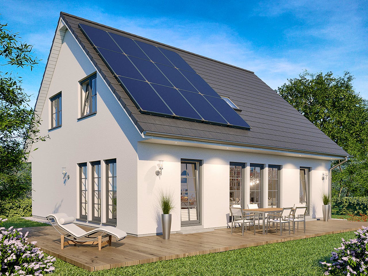 Fertighaus SH 158 - VAR. A von ScanHaus Marlow, Satteldach-Klassiker Außenansicht 1