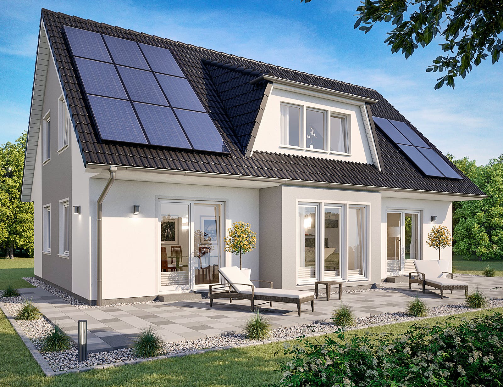 Fertighaus SH 165 EW - VAR. B von ScanHaus Marlow, Satteldach-Klassiker Außenansicht 1