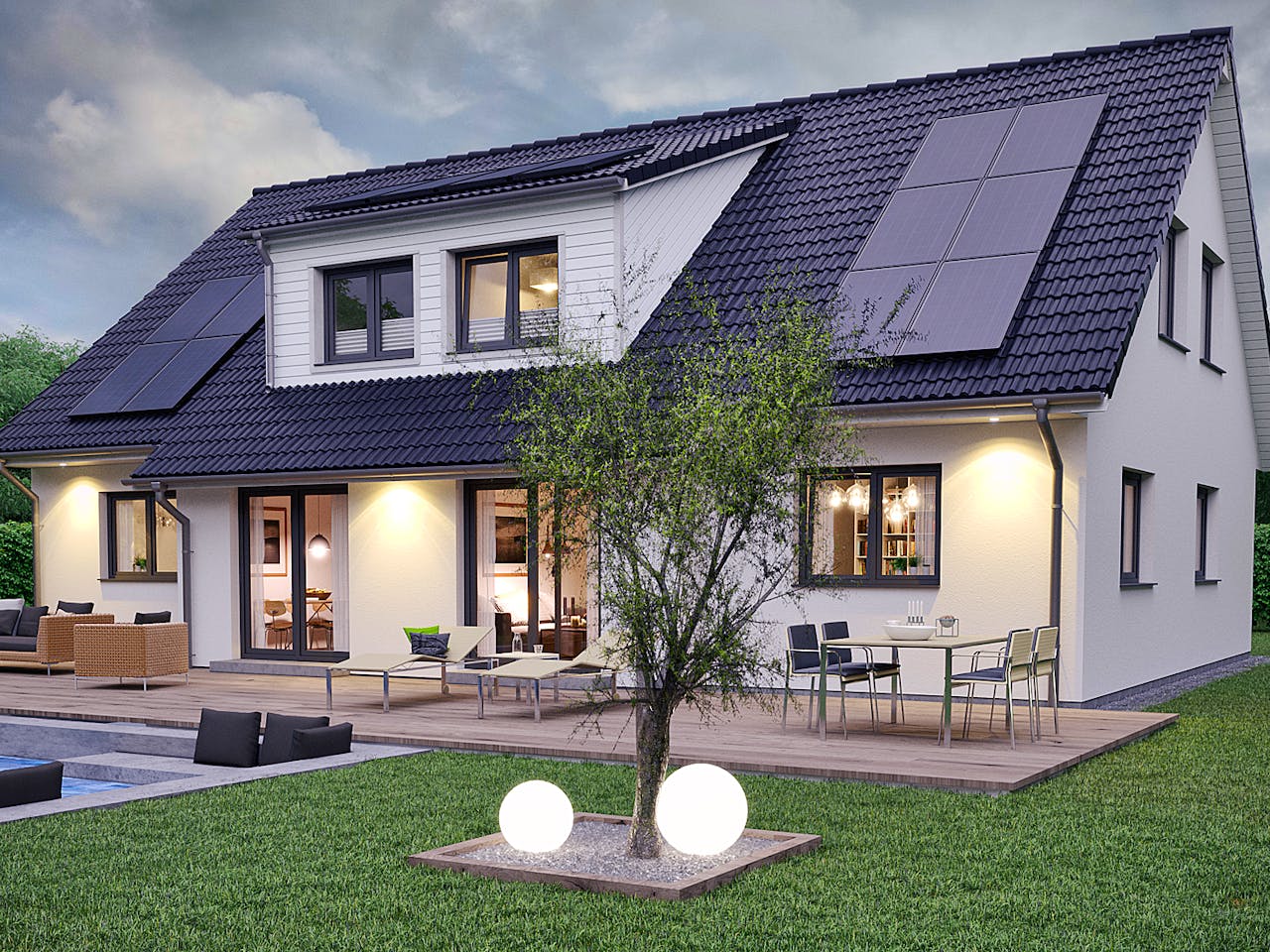 Fertighaus SH 232 EW Var. B von ScanHaus Marlow, Satteldach-Klassiker Außenansicht 1