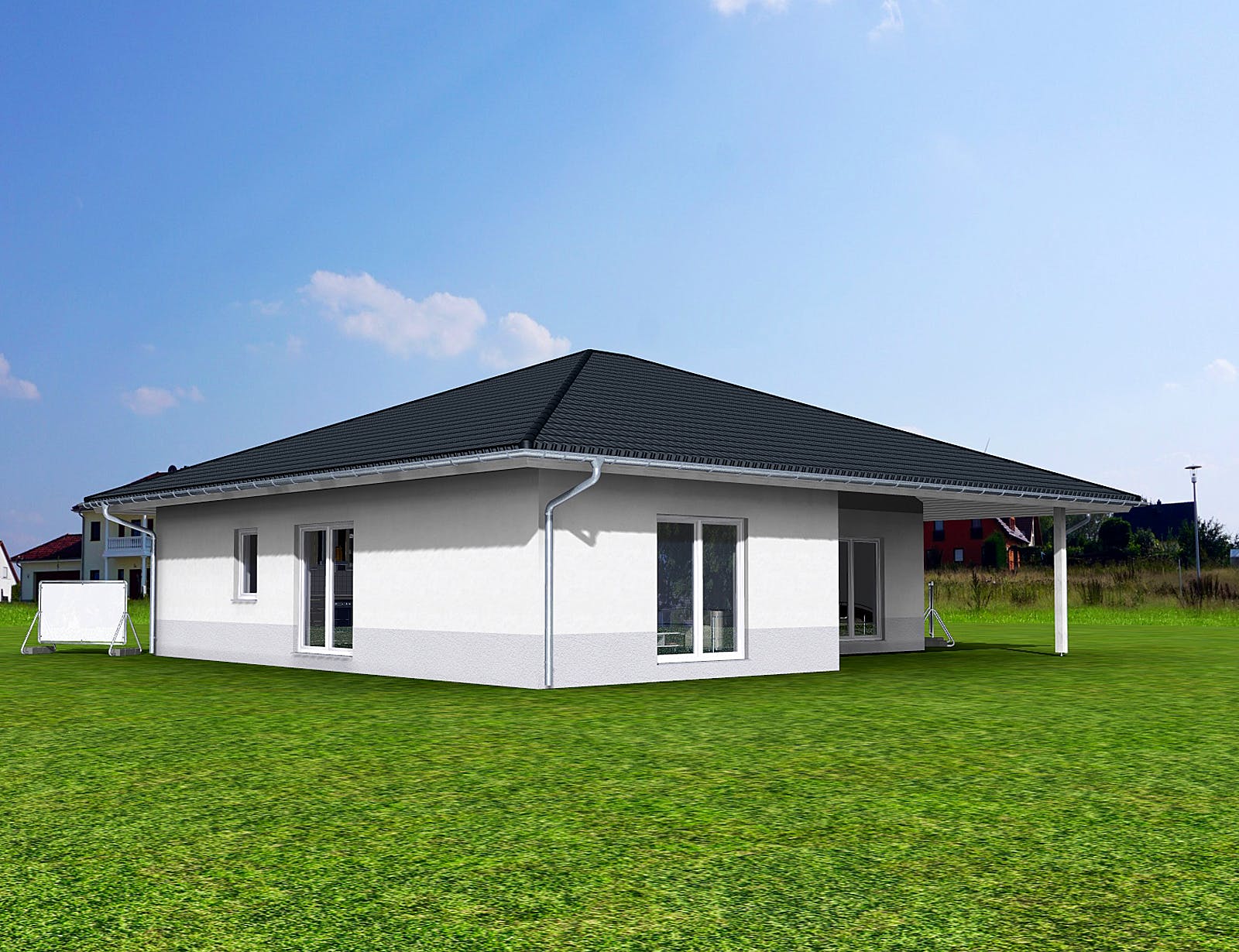 Fertighaus Aktionshaus Bungalow von Scheller-Haus Schlüsselfertig ab 313295€, Bungalow Außenansicht 2