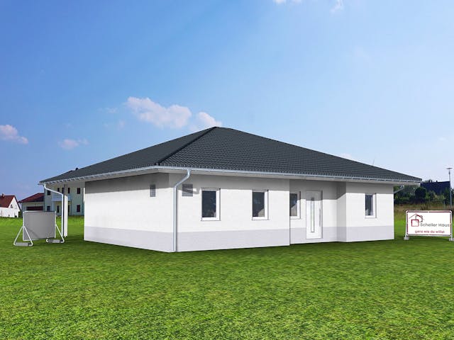 Fertighaus Aktionshaus Bungalow von Scheller-Haus Schlüsselfertig ab 313295€, Bungalow Außenansicht 3