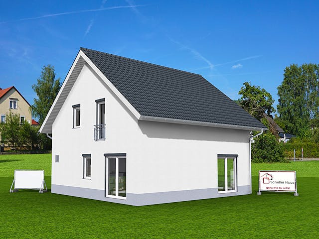 Fertighaus Aktionshaus Familie 126 von Scheller-Haus Schlüsselfertig ab 322561€, Satteldach-Klassiker Außenansicht 4