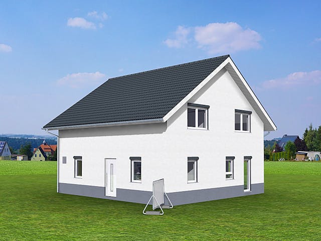 Fertighaus Aktionshaus Familie 155 von Scheller-Haus Schlüsselfertig ab 356685€, Satteldach-Klassiker Außenansicht 2