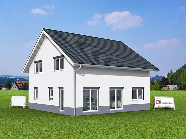 Fertighaus Aktionshaus Familie 155 von Scheller-Haus Schlüsselfertig ab 356685€, Satteldach-Klassiker Außenansicht 3