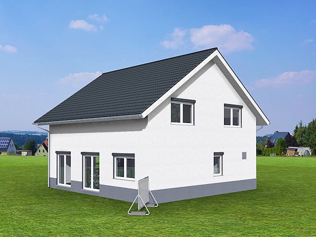 Fertighaus Aktionshaus Familie 155 von Scheller-Haus Schlüsselfertig ab 356685€, Satteldach-Klassiker Außenansicht 4