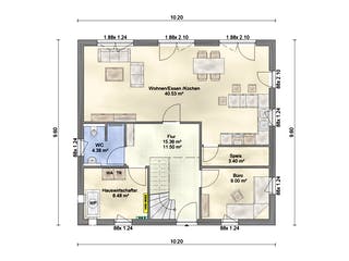 Fertighaus Aktionshaus Familie 155 von Scheller-Haus Schlüsselfertig ab 356685€, Satteldach-Klassiker Grundriss 1