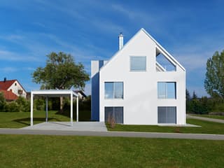 Fertighaus Schindele - Kundenhaus von Bau-Fritz Schlüsselfertig ab 1800000€, Satteldach-Klassiker Außenansicht 3