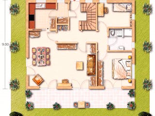 Fertighaus Schmittenberg von Holzhaus Roßkopf Schlüsselfertig ab 288000€, Stadtvilla Grundriss 1