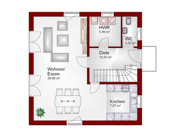 Massivhaus Stadtvilla TOP-Line 1 von Schneider Massivhaus, Stadtvilla Grundriss 1