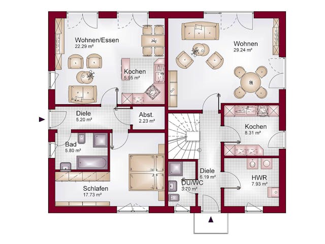 Fertighaus Neuraum v-4 von Neuraum Schlüsselfertig ab 550000€, Bungalow Grundriss 1