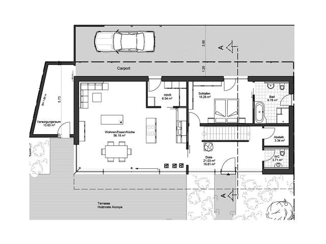 Fertighaus Haus 10 von Detmolder Fachwerkhaus Schlüsselfertig ab 440000€, Satteldach-Klassiker Grundriss 1