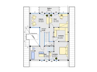 Fertighaus Holzskelettbau mit Flachdachanbau und Carport von Detmolder Fachwerkhaus Schlüsselfertig ab 550000€, Grundriss 2