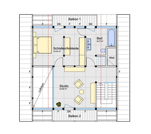 Fertighaus Holzskelettbau mit freistehendem Carport von SCHULZE Holzbau Schlüsselfertig ab 390000€, Fachwerk Grundriss 2