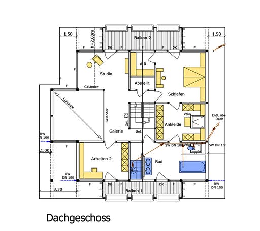 Fertighaus Holzskelettbau mit Flachdachanbau für Wellness und Garage von SCHULZE Holzbau Ausbauhaus ab 400000€, Grundriss 2