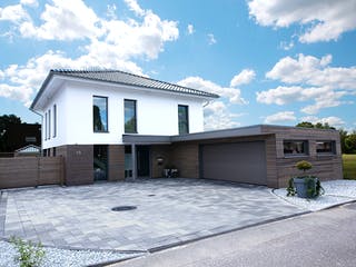 Fertighaus Haus 7 von Detmolder Fachwerkhaus Ausbauhaus ab 290000€, Stadtvilla Außenansicht 3