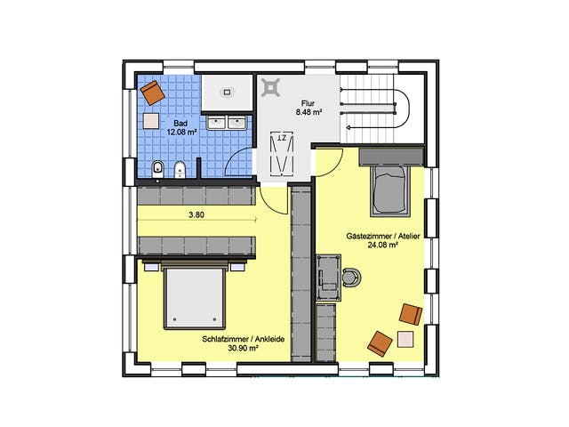 Fertighaus Haus 7 von Detmolder Fachwerkhaus Ausbauhaus ab 290000€, Stadtvilla Grundriss 2