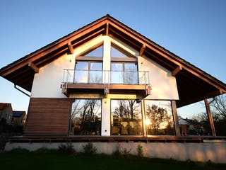 Fertighaus Haus 8 von Detmolder Fachwerkhaus Ausbauhaus ab 225000€, Satteldach-Klassiker Außenansicht 1