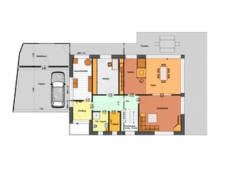 Fertighaus Haus 8 von Detmolder Fachwerkhaus Ausbauhaus ab 225000€, Satteldach-Klassiker Grundriss 1