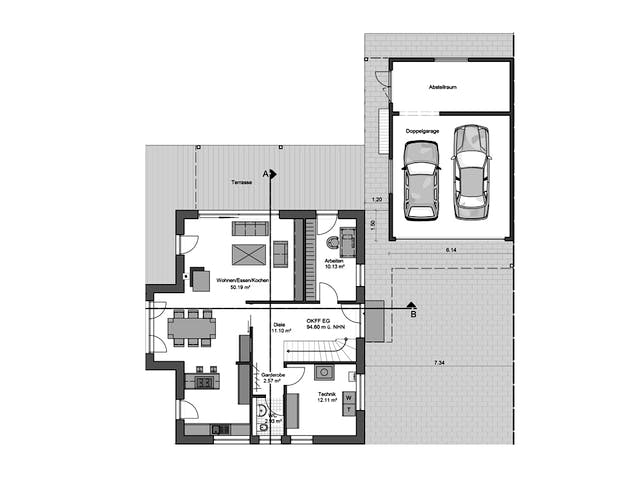 Fertighaus Haus 9 von Detmolder Fachwerkhaus Ausbauhaus ab 240000€, Satteldach-Klassiker Grundriss 1